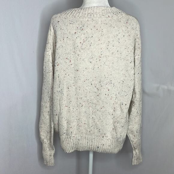 NWT abound off white and rainbow speckled v neck  sweater size large - Picture 6 of 8